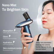 LED Red Blue Light Oxygen Injection 180Kpa Nano Mist Sprayer Deep Hydr